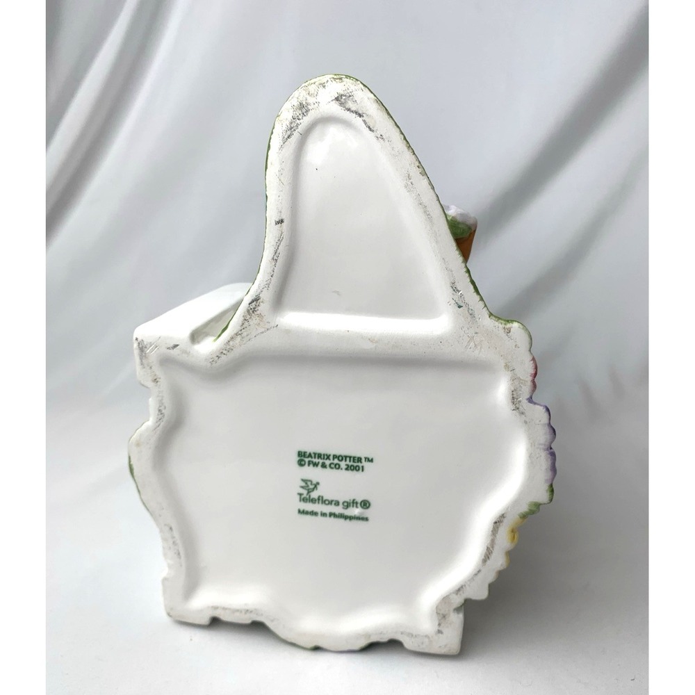 Peter Rabbit Ceramic Planter Teleflora 2001 Garden Fence Beatrix Potter Cachepot - Picture 7 of 10